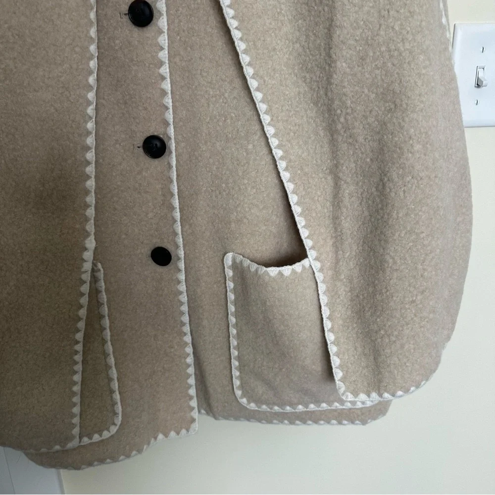 BCBG Embroidered Trim Scarf Coat - Picture 5 of 6
